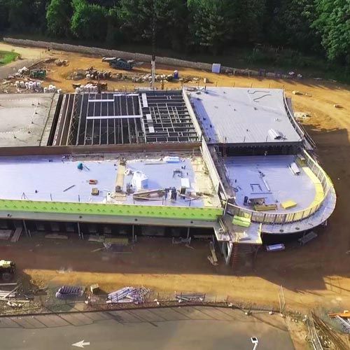 Aerial view of a school construction site